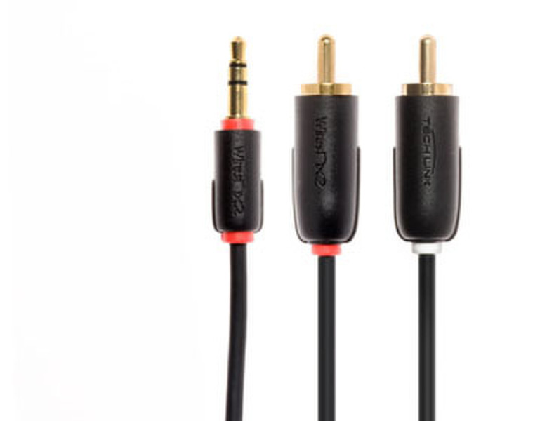 Techlink NX2 3.5mm to 2 x RCA/Phono Cable 1m 3.5mm 2 x RCA Black