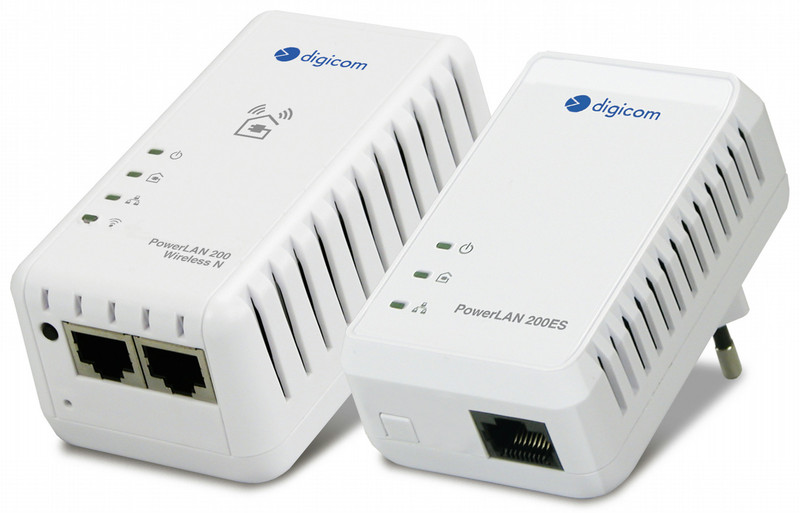 Digicom PL200W KIT 200Mbit/s Eingebauter Ethernet-Anschluss WLAN Weiß PowerLine Netzwerkadapter