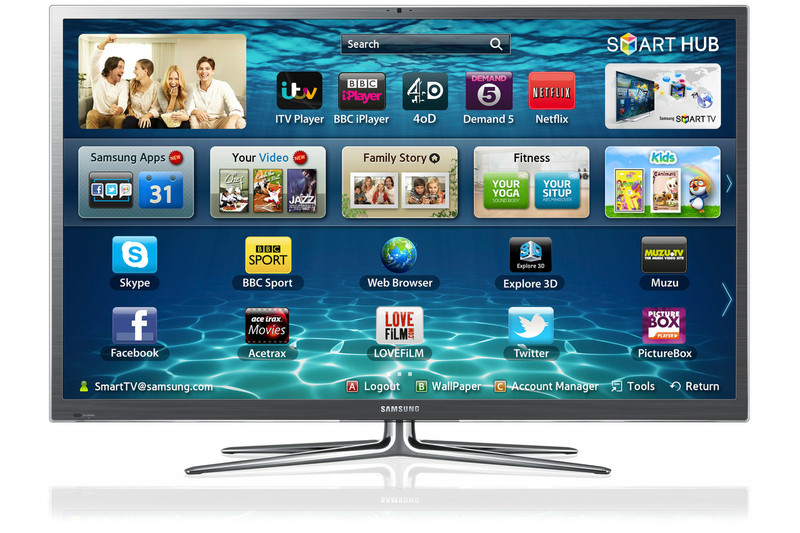 Samsung PS64E8000GU 64Zoll Full HD 3D Smart-TV WLAN Schwarz Plasma-Fernseher