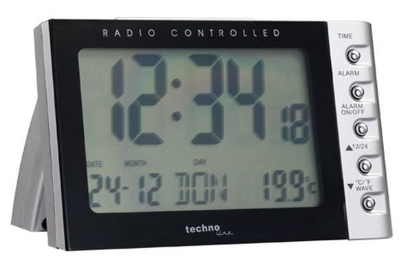 Technoline WT 188 Digital table clock Rechteckig Schwarz, Silber Tischuhr