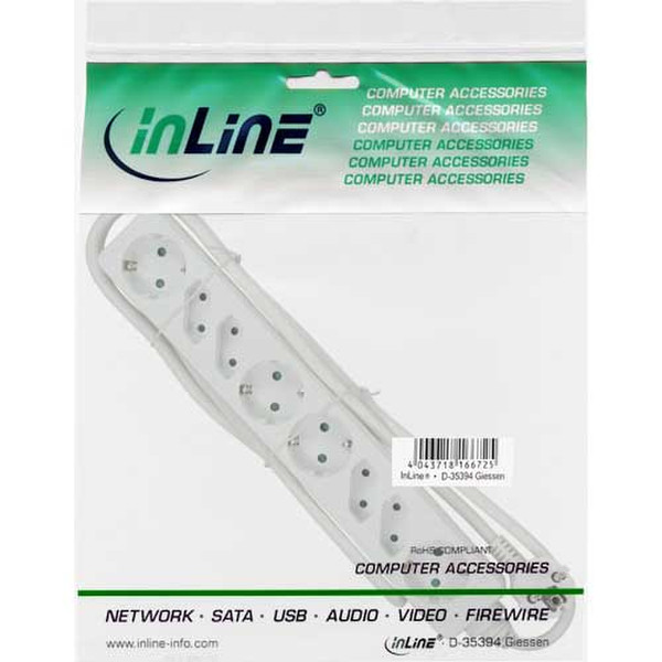 InLine 16481W 8AC outlet(s) 1.5m White power extension