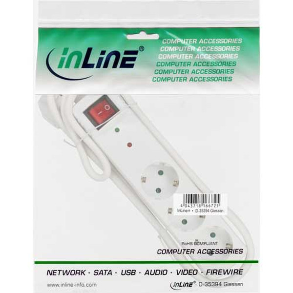 InLine 16431Q 3AC outlet(s) 1.5m White power extension