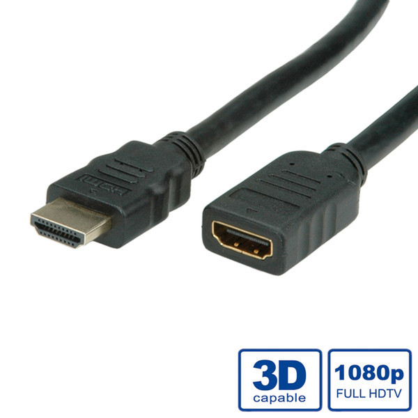Value HDMI High Speed Cable + Ethernet, M/F 2 m