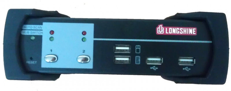 Longshine LCS-K702D Schwarz Tastatur/Video/Maus (KVM)-Switch