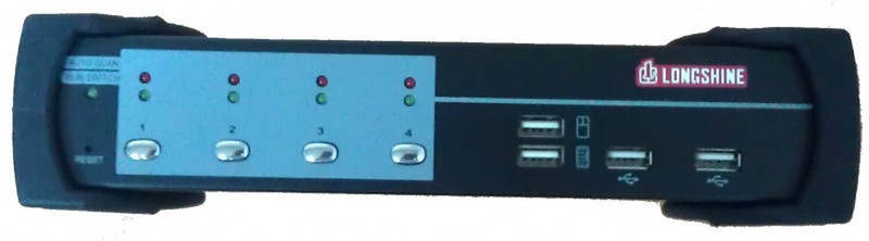 Longshine LCS-K704D Schwarz Tastatur/Video/Maus (KVM)-Switch