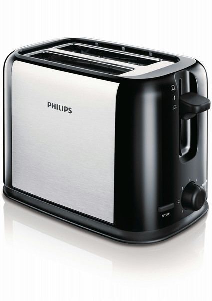 Philips Daily Collection HD2586/29 2ломтик(а) 950Вт Черный, Cеребряный тостер