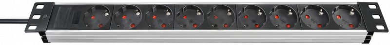 Brennenstuhl 1390007009 9AC outlet(s) 2m Aluminium,Black power extension
