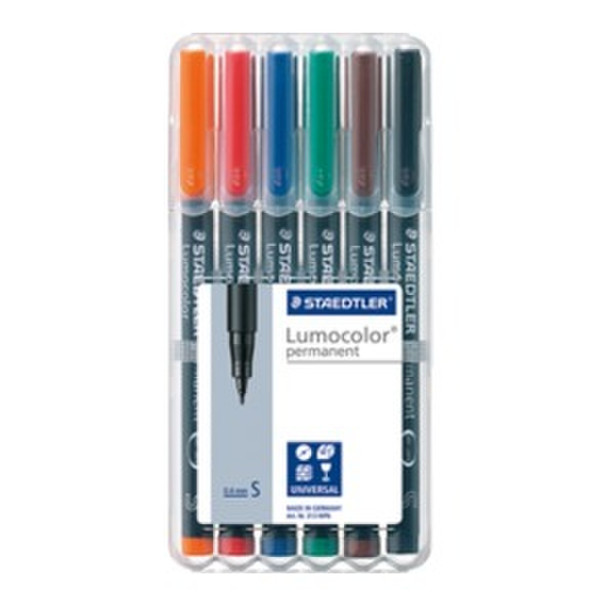 Lumocolor 313 Черный, Синий, Коричневый, Зеленый, Оранжевый, Красный 6шт маркер