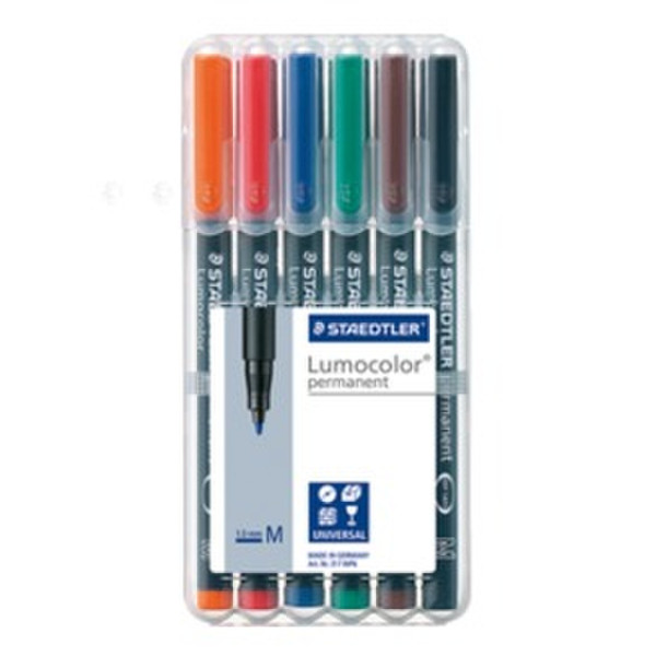 Lumocolor 317 Черный, Синий, Коричневый, Зеленый, Оранжевый, Красный 6шт перманентная маркер
