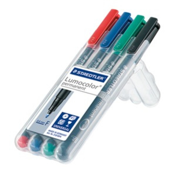 Lumocolor 318 Черный, Синий, Зеленый, Красный 4шт перманентная маркер