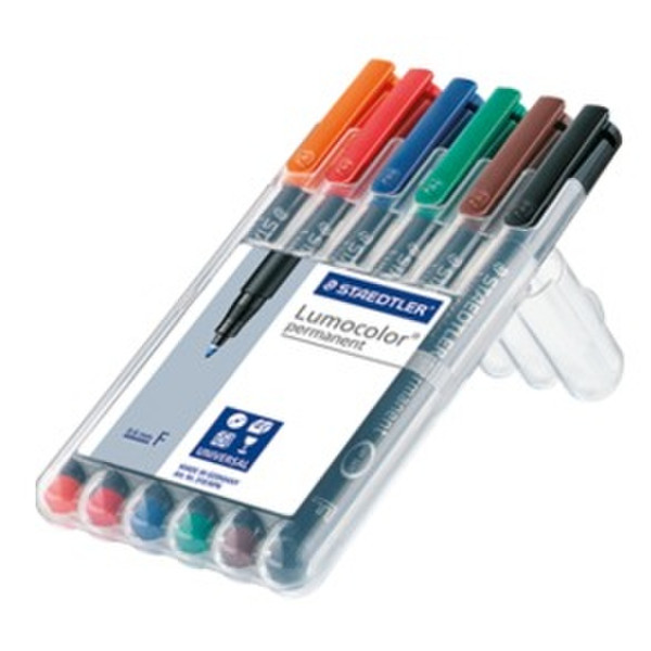 Lumocolor 318 Черный, Синий, Коричневый, Зеленый, Оранжевый, Красный 6шт перманентная маркер