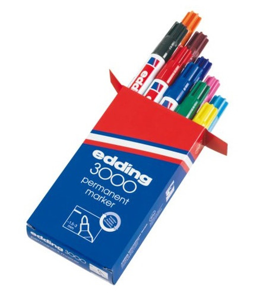 Edding 3000 Black,Blue,Brown,Green,Pink,Red,Violet,Yellow 10pc(s) permanent marker