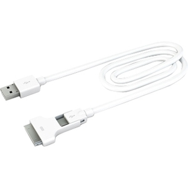 Innergie Magic Cable Duo 0.79м USB Apple Connector, Micro USB Белый дата-кабель мобильных телефонов