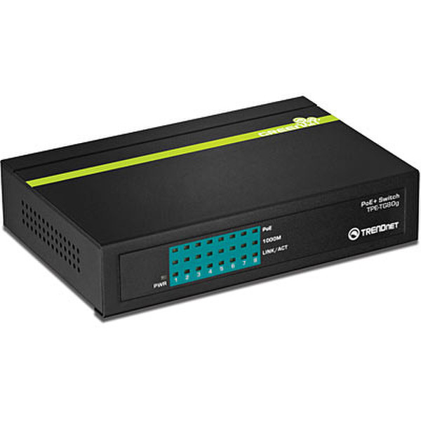 Trendnet TPE-TG80G Power over Ethernet (PoE) Черный сетевой коммутатор