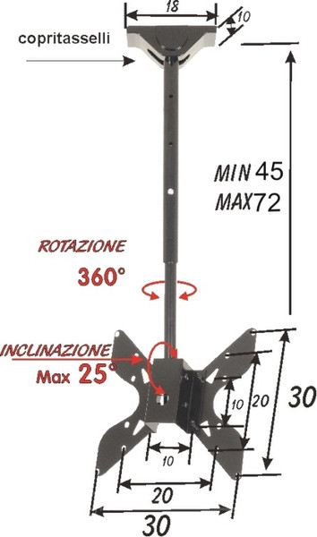 Prandini MOD.520 потолочное крепление для монитора