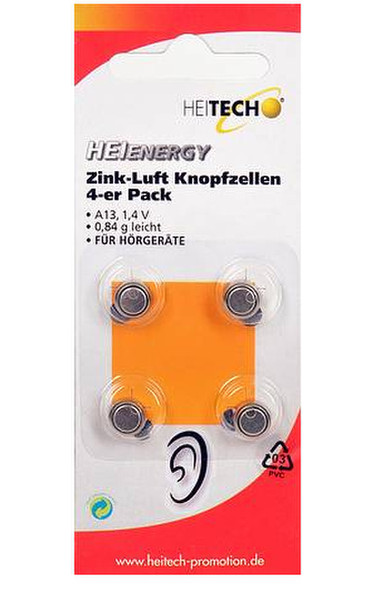 Heitech ZinkAir button cells, 4 pcs Zinc-Air 1.4В
