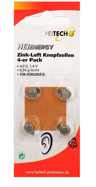 Heitech ZinkAir button cells, 4 pcs
