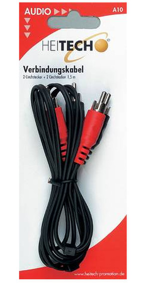 Heitech A 10 Connecting cable 1.5м 2 x RCA 2 x RCA Черный