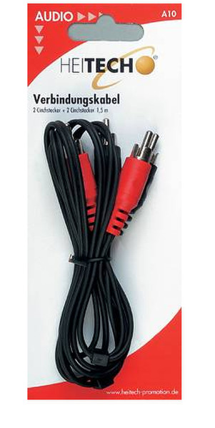 Heitech A 10 Connecting cable 1.5m 2 x RCA 2 x RCA Schwarz