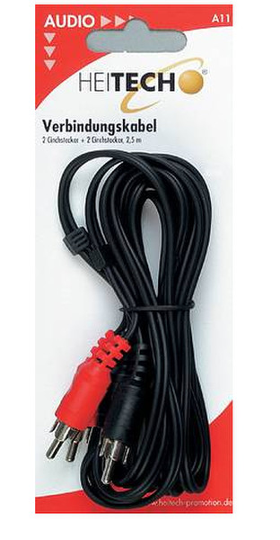 Heitech A 11 Connecting cable 2.5m 2 x RCA 2 x RCA Schwarz