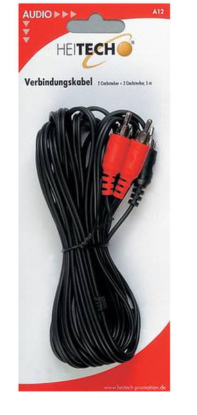 Heitech A 12 Connecting cable 5m 2 x RCA 2 x RCA Schwarz