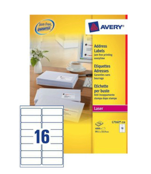 Avery L7162-250 Weiß Selbstklebeeticket Adressaufkleber