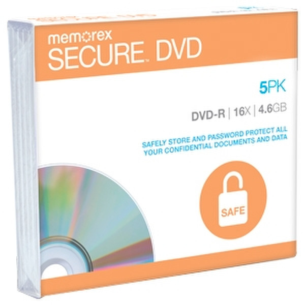 Memorex Secure DVD 5 Pack 4.6GB DVD-R 5pc(s)