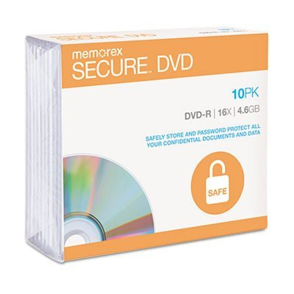 Memorex Secure DVD 10 Pack 4.6GB DVD-R 10pc(s)