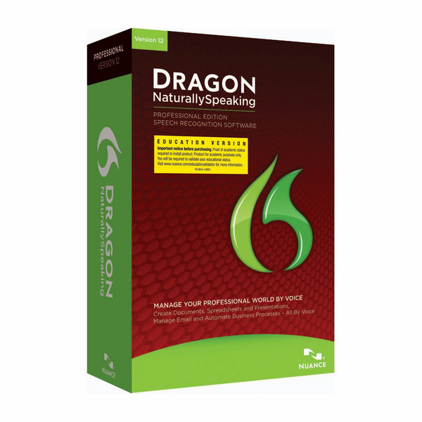 Nuance Dragon NaturallySpeaking 12 Professional, EDU