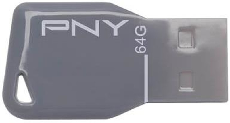 PNY Key Attaché 64ГБ USB 2.0 Type-A Серый USB флеш накопитель