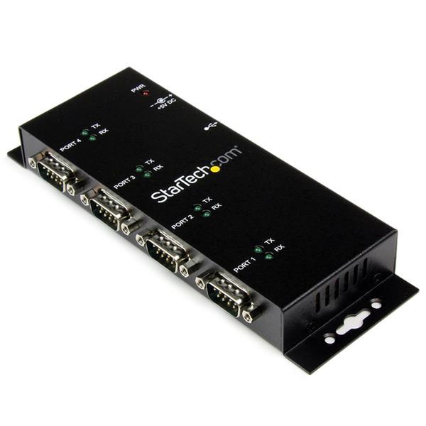 StarTech.com 4 Port USB auf Seriel RS232 Adapter Hub - Industriell DIN-Schienen/ Wandmontagefähig