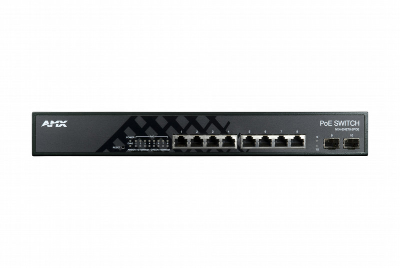 AMX NXA-ENET8-2POE gemanaged L2 Energie Über Ethernet (PoE) Unterstützung 19U Schwarz