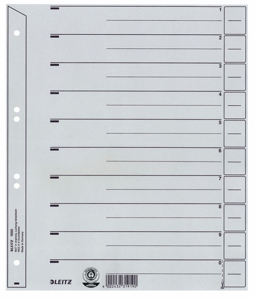 Leitz 16500085 Numeric tab index Картон Серый закладка-разделитель