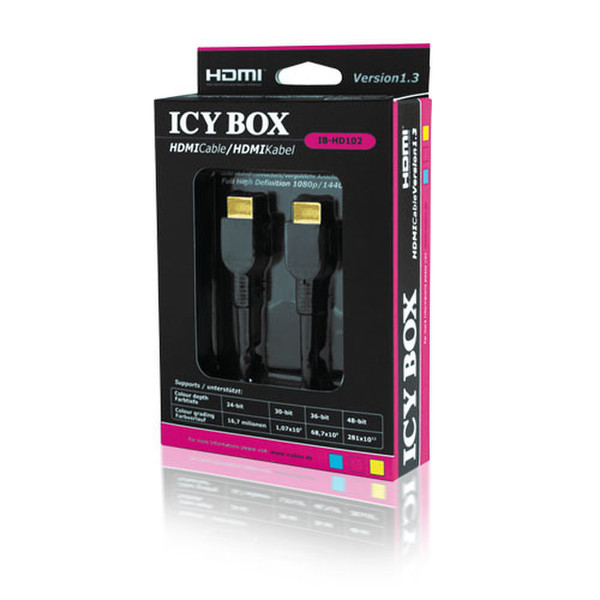 ICY BOX IB-HD102 2m HDMI HDMI Schwarz