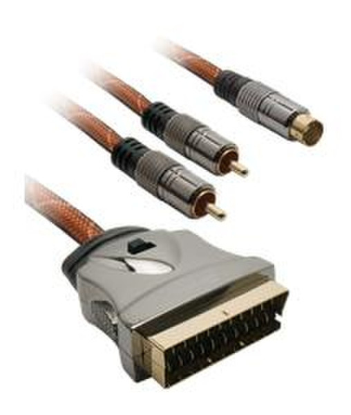 Metronic 420215 1.5м SCART (21-pin) 2 x RCA + S-Video адаптер для видео кабеля