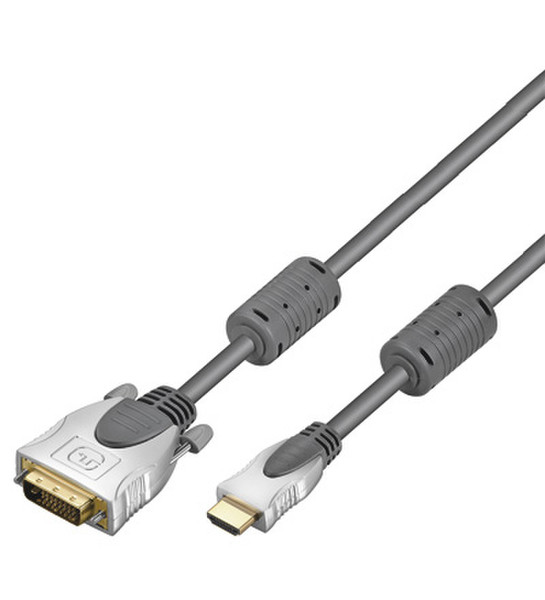 Wentronic HDMI/DVI-D, 10m 10m HDMI DVI-D Grau, Silber