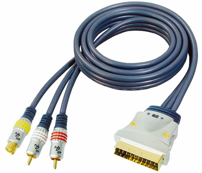 GR-Kabel BBVS7-1,5SL 1.5м 2 x RCA + S-Video SCART (21-pin) Синий адаптер для видео кабеля
