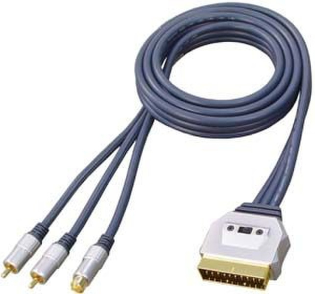 GR-Kabel PB-483 10m S-Video (4-pin) + 2xRCA SCART (21-pin) Grau