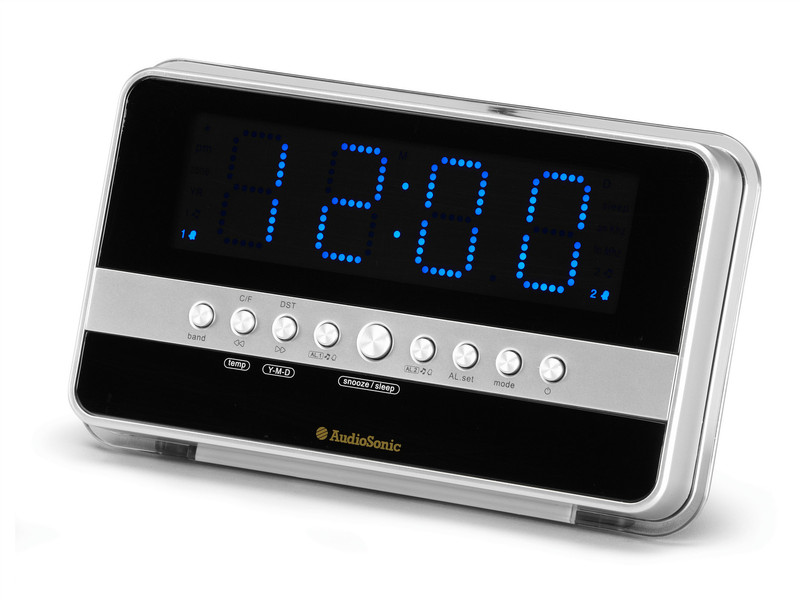 AudioSonic CL-1482 Clock Analog Black,Silver