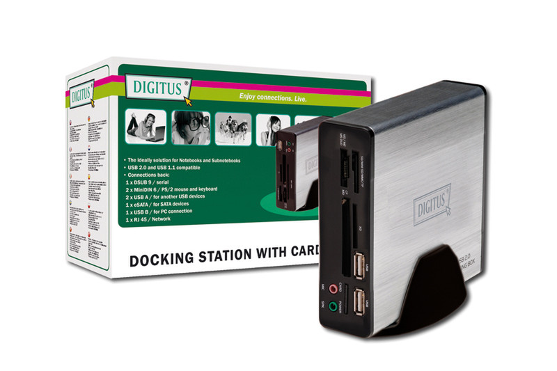 Digitus DC DOCK6 Schwarz, Silber Notebook-Dockingstation & Portreplikator