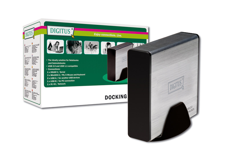 Digitus DC DOCK5 Schwarz, Silber Notebook-Dockingstation & Portreplikator