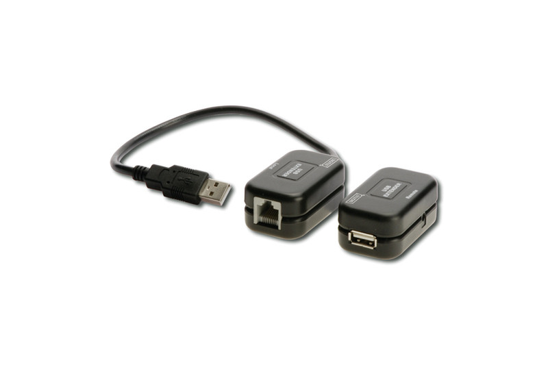Digitus USB 1.1 extender USB 1.1 RJ 45 Cat. 5e UTP Черный кабельный разъем/переходник