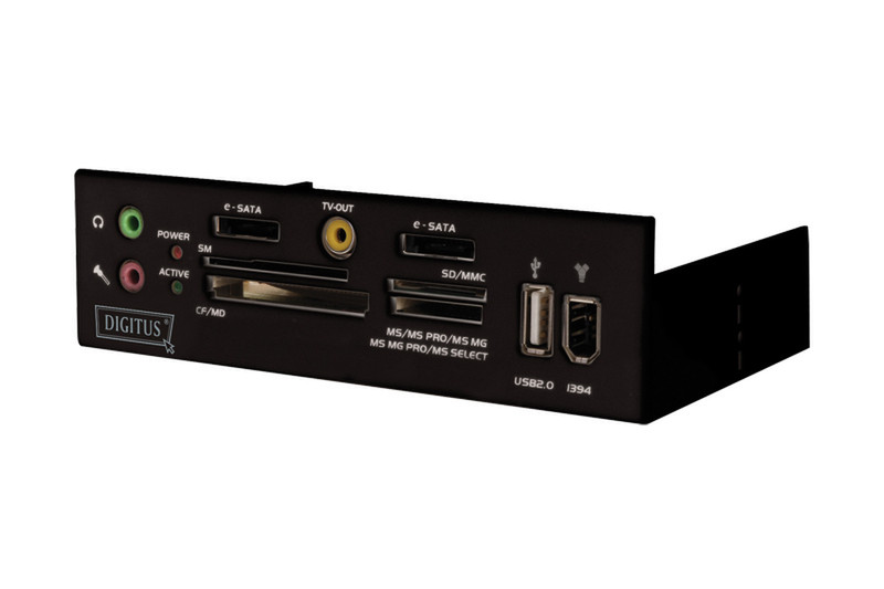 Digitus Multimedia panel USB 2.0 53in1 USB 2.0 Черный устройство для чтения карт флэш-памяти