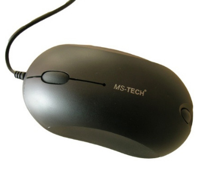 MS-Tech USB Optical Mouse, Black USB+PS/2 Optisch 800DPI Schwarz Maus