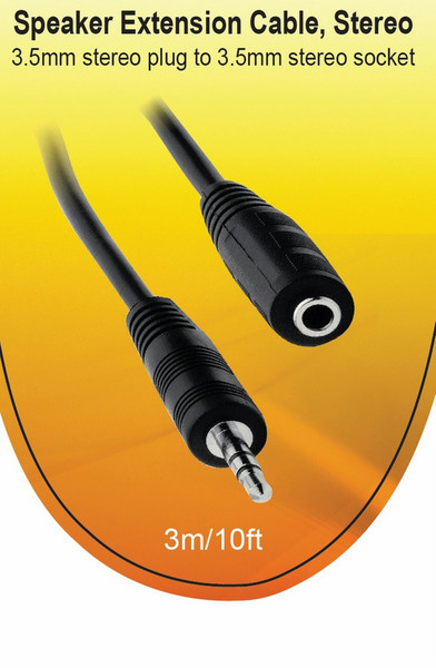 V7 3.5mm audio, M/F, 3m 3м 3,5 мм 3,5 мм Черный аудио кабель
