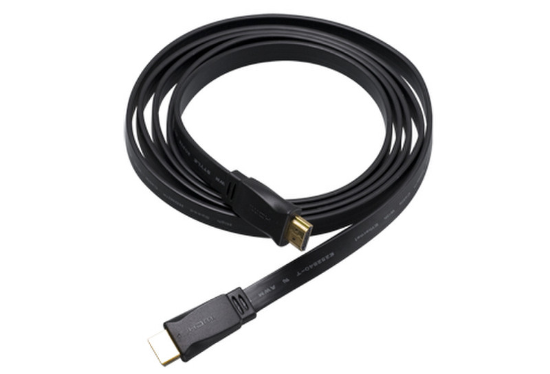 V7 HDMI Flach-Kabel (m/m) vergoldete Stecker schwarz 3m