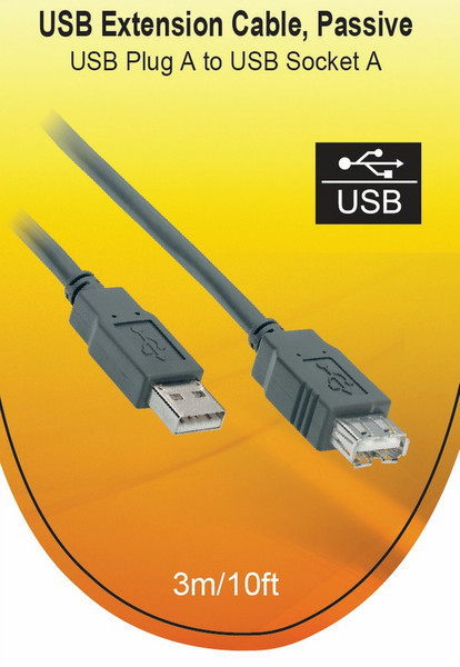 V7 USB 2.0 Extension Cable USB A to A (m/f) grey 3m