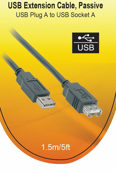 V7 USB 2.0 Extension Cable USB A to A (m/f) grey 1,5m