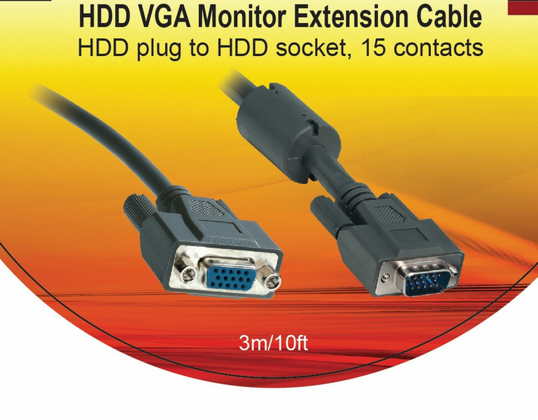 V7 S-VGA, M/F, 3m 3м VGA (D-Sub) VGA (D-Sub) Черный VGA кабель