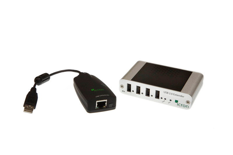 Icron USB Ranger 2104 Network transmitter & receiver Schwarz, Silber